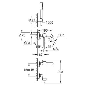 GROHE ESSENSE ΜΠΑΤΑΡΙΑ ΛΟΥΤΡΟΥ ΠΛΗΡΗΣ 33628001 Hover Image