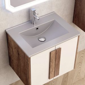 Επιπλο Μπανιου Κρεμαστο 60Χ45cm με νιπτηρα ICC 6066G Λευκό