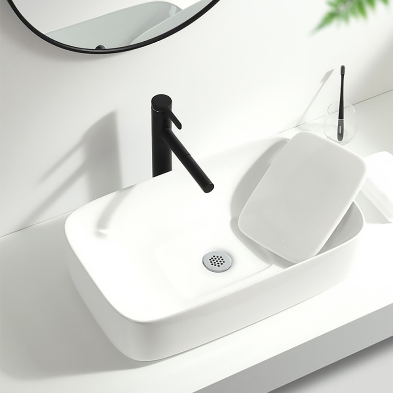 Νιπτήρας πορσελάνης 901W WHITE 60Χ37,5Χ14cm