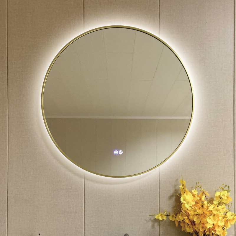 ΚΑΘΡΕΦΤΗΣ ΜΠΑΝΙΟΥ  80Χ80CM με LED φωτισμό ICL 1855/80 BRUSH LIGHT GOLD