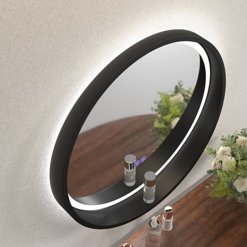 ΚΑΘΡΕΦΤΗΣ ΜΠΑΝΙΟΥ  60Χ60CM με LED φωτισμό ICL 1857B-60 Wooden