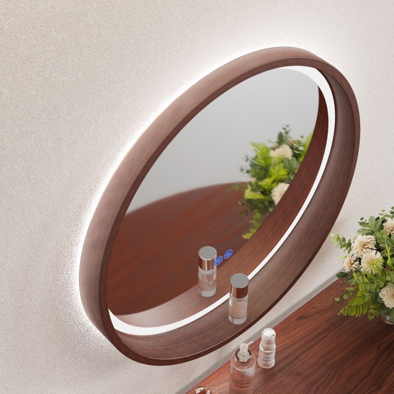 ΚΑΘΡΕΦΤΗΣ ΜΠΑΝΙΟΥ  60Χ60CM με LED φωτισμό ICL 1857WOODEN-60