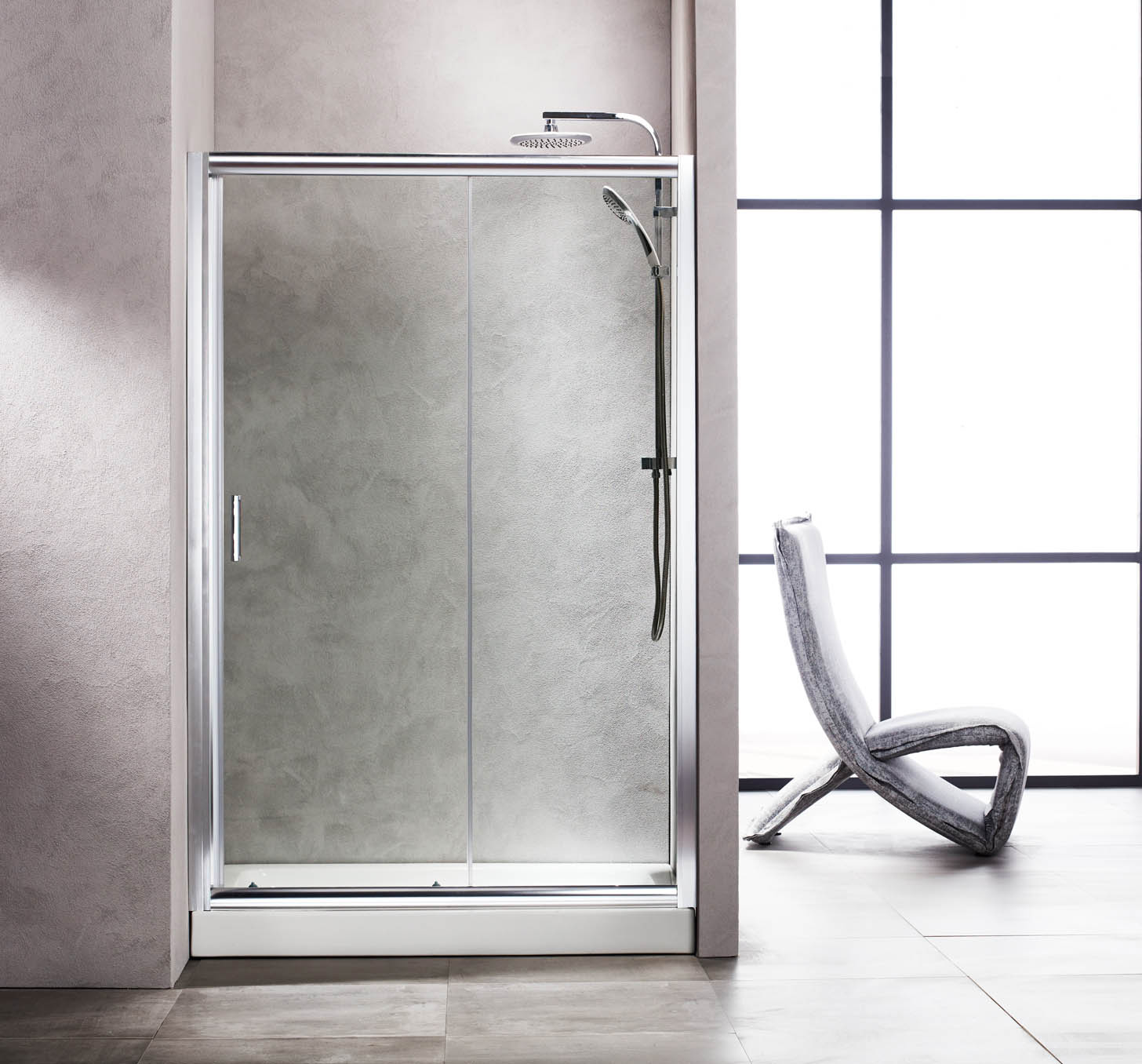 Tema New 2-Panel Sliding Entry Door Διαχωριστικό Ντουζιέρας με Συρόμενη Πόρτα 100x180cm Clear Glass