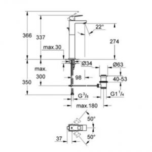Grohe Μπαταρία νιπτήρα πάγκου Eurocube 23136000 Hover Image