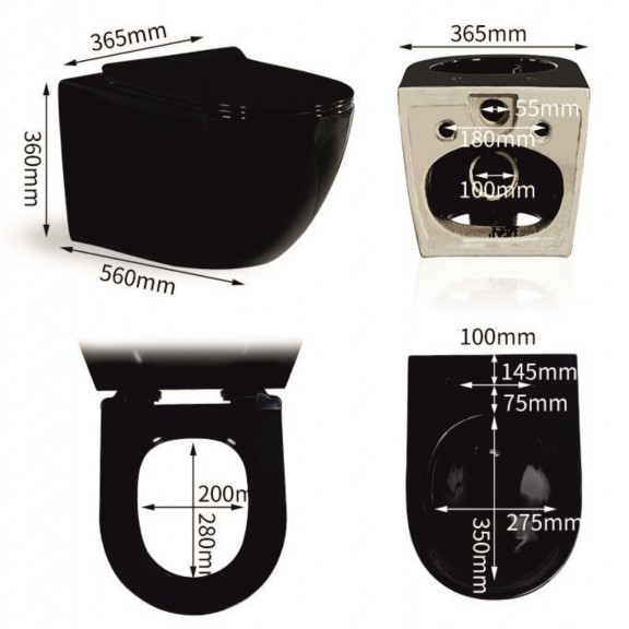 Κρεμαστή λεκάνη ICC 3755B BIDET(Μαύρο)