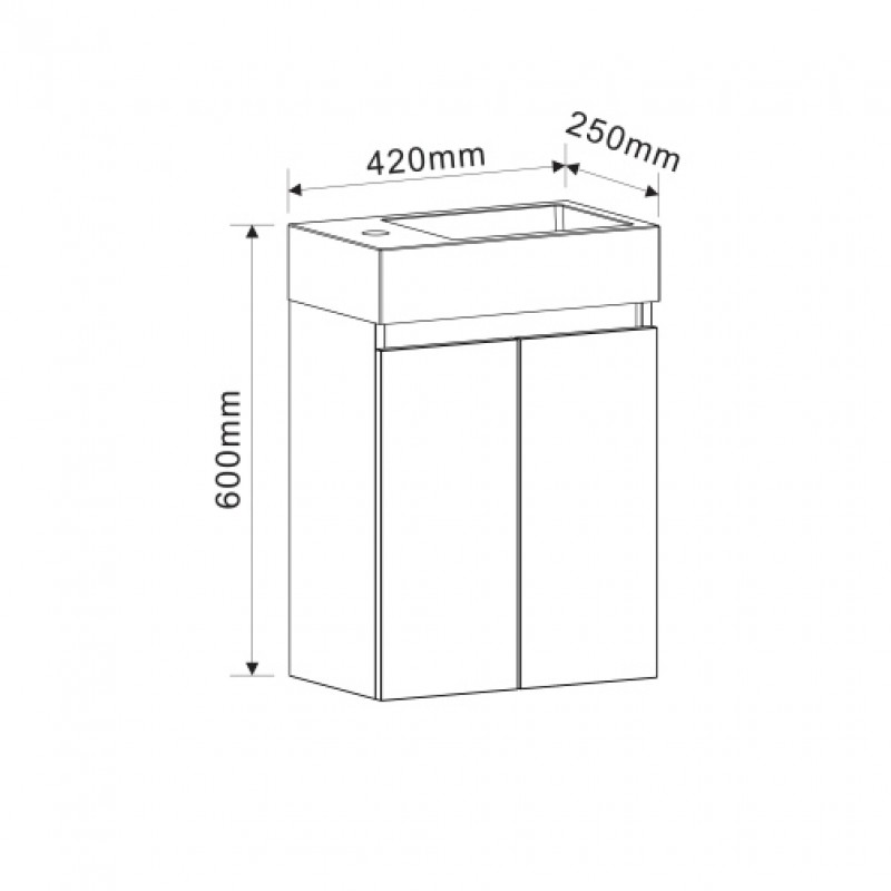 Σετ επιπλο μπάνιου 4242MB  κρεμαστο 42Χ25Χ60cm με νιπτήρα
