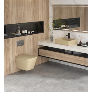 Λεκανη κρεμαστη 5135BEIGE  με κάλυμμα