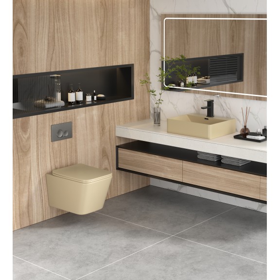Λεκανη κρεμαστη 5135BEIGE  με κάλυμμα