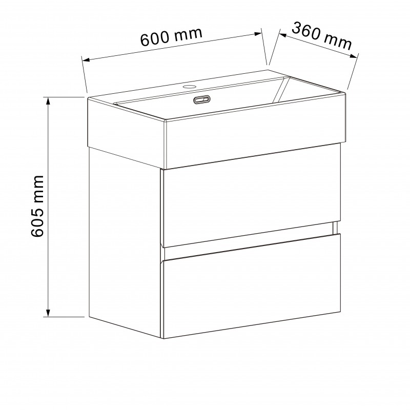 Έπιπλο μπάνιου  κρεμαστό με νιπτήρα COMPACT 5847 60X36X60cm