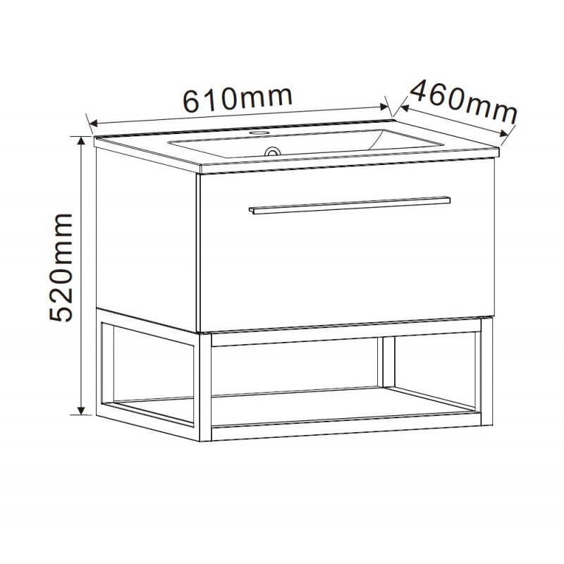 Επιπλο Μπανιου Κρεμαστο 60Χ45Χ50cm ICP 6050-020  με νιπτήρα 5953B-2
