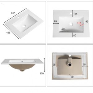 Επιπλο Μπανιου Κρεμαστο 60Χ45cm με νιπτηρα ICC 6066G Μαύρο Hover Image
