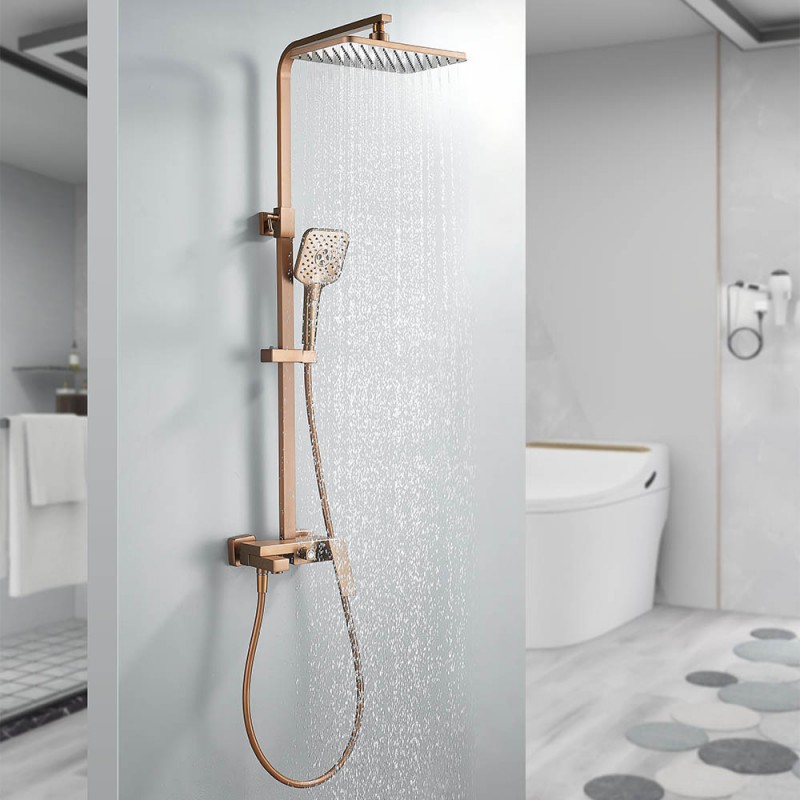 Στηλη Ντους Πληρες Σετ 3 Εξοδων ICT 6891BRUSH ROSE GOLD