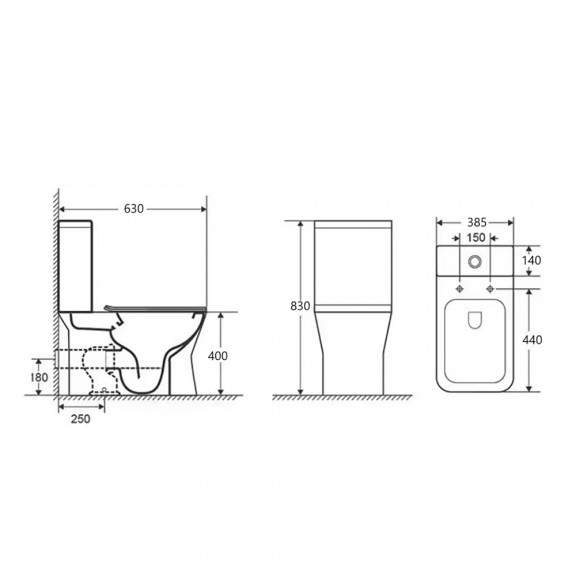 Λεκάνη WC set Elettra rimless 7837p(πίσω σιφωνι)