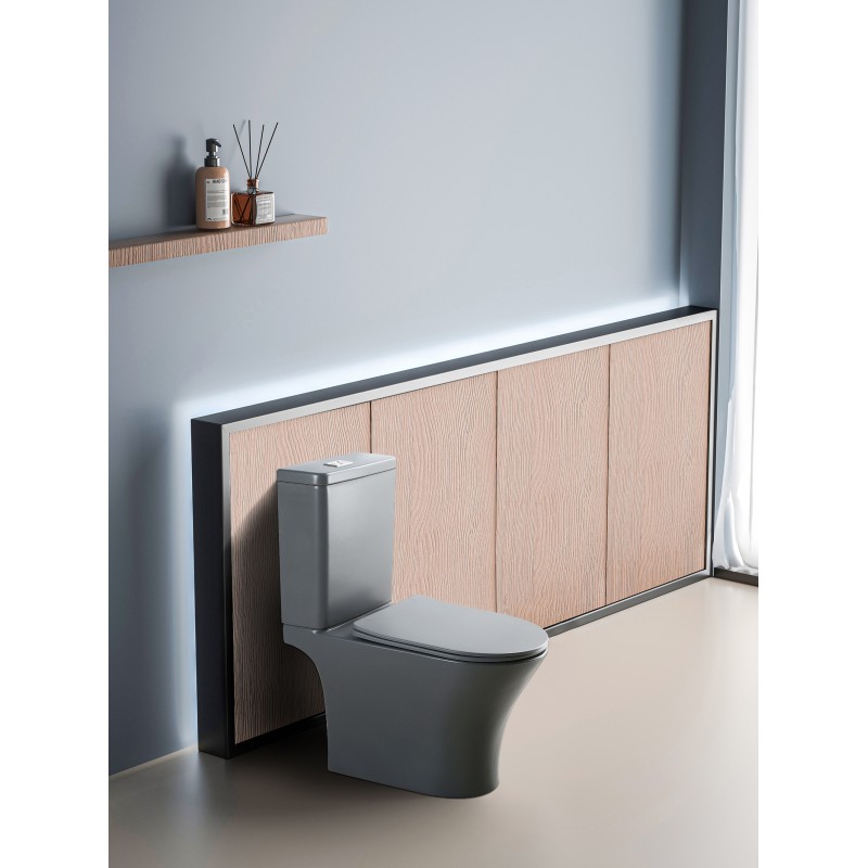 Λεκάνη Επιδαπέδια wc set Interceramic  MG7937p Grey Rimless (Γκρί Ματ) με κάλυμμα