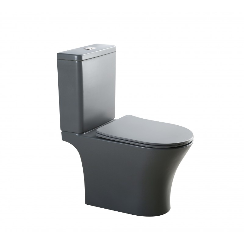 Λεκάνη Επιδαπέδια wc set Interceramic  MG7937p Grey Rimless (Γκρί Ματ) με κάλυμμα