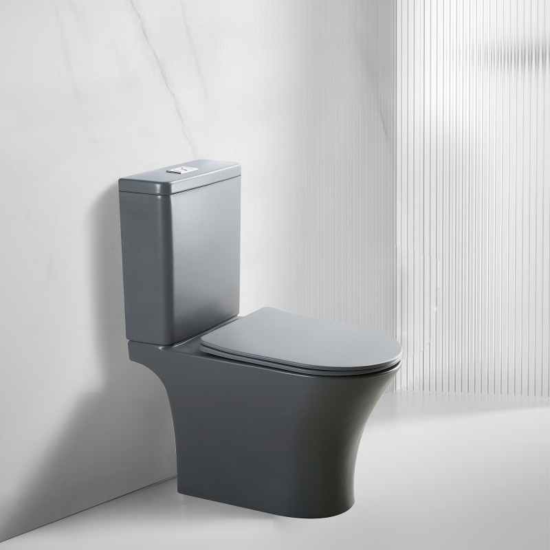 Λεκάνη Επιδαπέδια wc set Interceramic  MG7937p Grey Rimless (Γκρί Ματ) με κάλυμμα