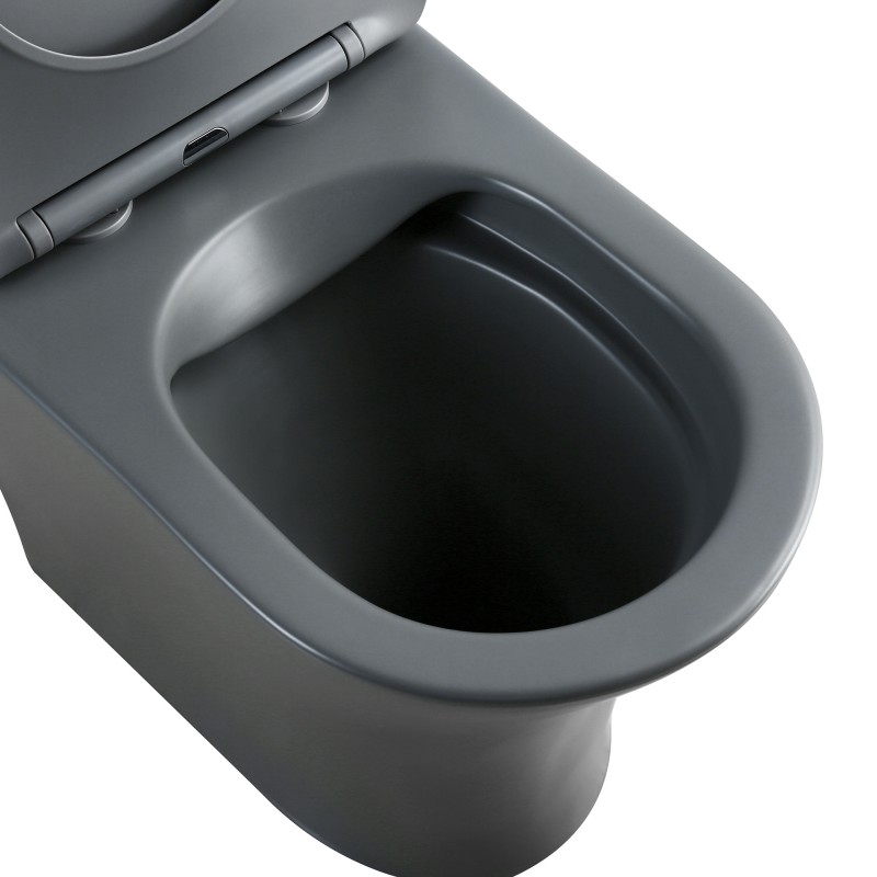 Λεκάνη Επιδαπέδια wc set Interceramic  MG7937p Grey Rimless (Γκρί Ματ) με κάλυμμα