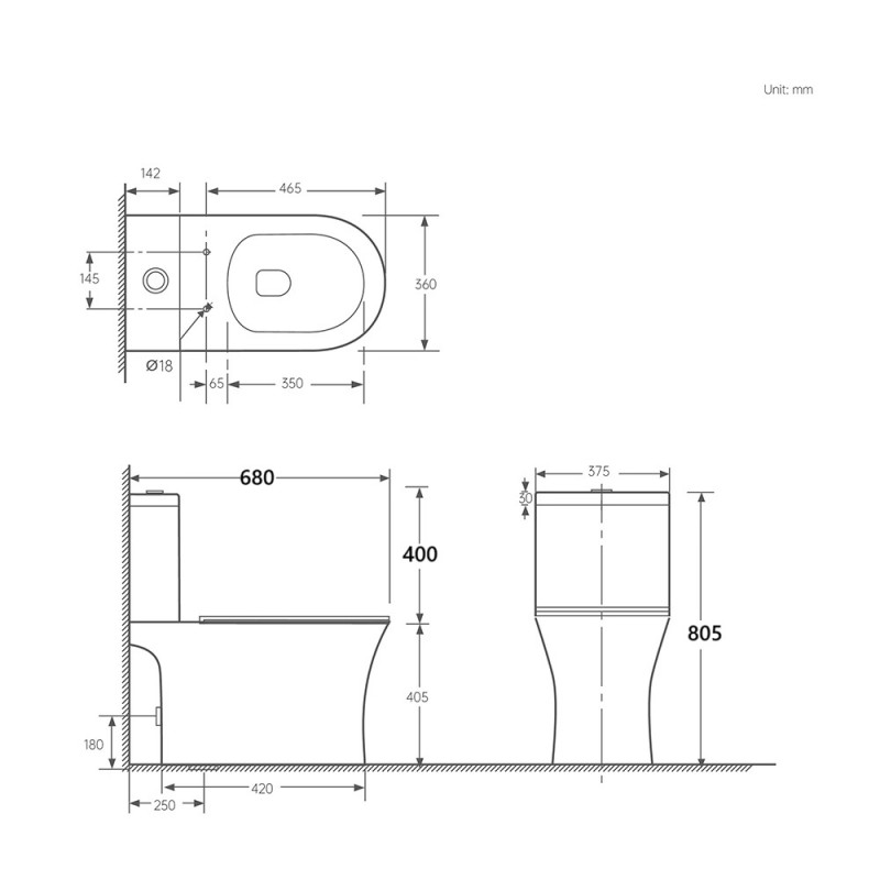 Λεκάνη Επιδαπέδια wc set Interceramic  MG7937p Grey Rimless (Γκρί Ματ) με κάλυμμα