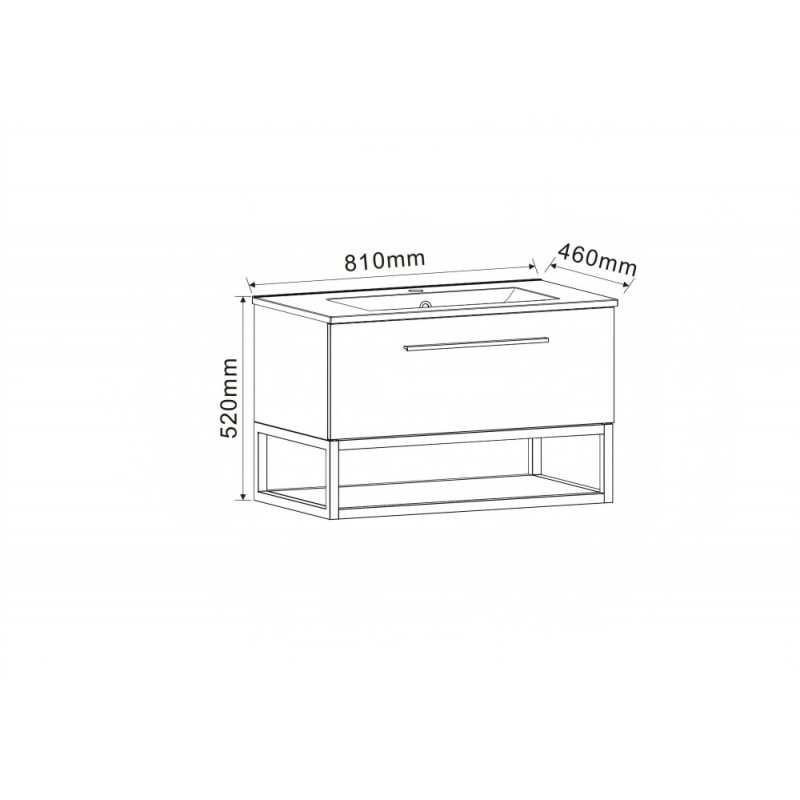 Επιπλο Μπανιου Κρεμαστο 80Χ45cm ICP 8050-039  με νιπτήρα 8066B