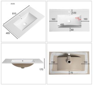 Επιπλο Μπανιου Κρεμαστο 80Χ50cm με νιπτηρα ICC 8066B Μαύρο Hover Image