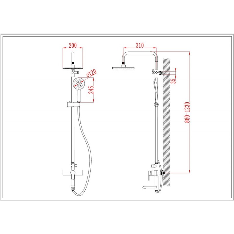 Στήλη Ντουζ χωρίς Μπαταρία Ασημί ICF 8850NEW