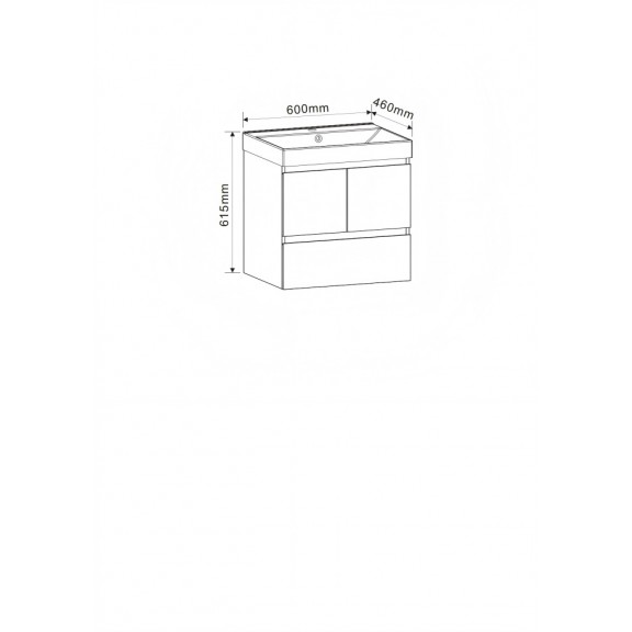 Επιπλο Μπανιου Κρεμαστο 60Χ46Χ62cm AMBROGIO-60 9048-60W με νιπτήρα 5953W-2NEW