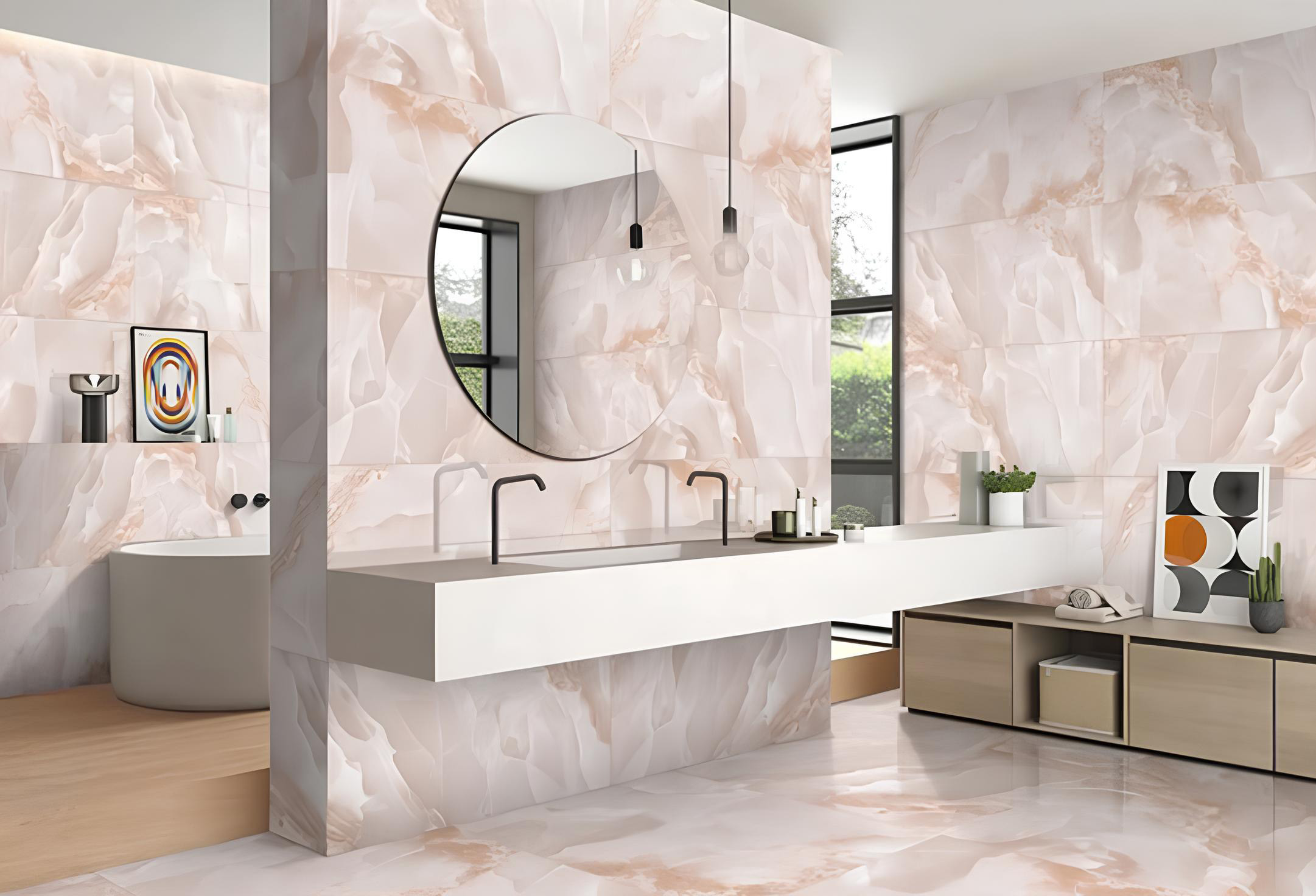 Πλακακι Γρανιτης 60Χ120cm Andora Pink High Gloss