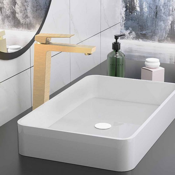 Mπαταρια Νιπτηρα Παγκου Ψηλη Icf 1418191 Βrush Gold
