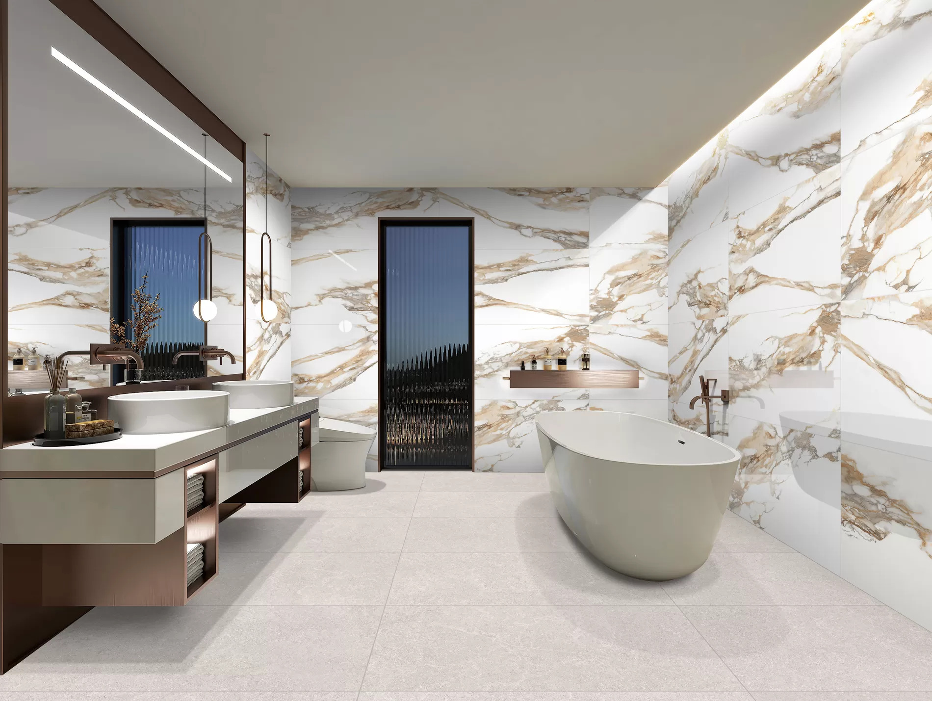 Πλακακι Μπανιου Γρανιτης 60Χ120cm Dekro Gold Glossy