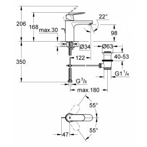 GROHE EUROSMART COSMOPOLITAN ΜΠΑΤΑΡΙΑ ΝΙΠΤΗΡΟΣ 23325000 Hover Image