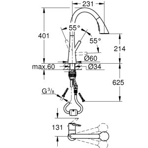 GROHE ZEDRA 32294002 MΠΑΤΑΡΙΑ ΚΟΥΖΙΝΑΣ ΧΡΩΜΕ ΠΑΓΚΟΥ ΜΕ ΑΠΟΣΠΩΜΕΝΟ ΝΤΟΥΖ Hover Image