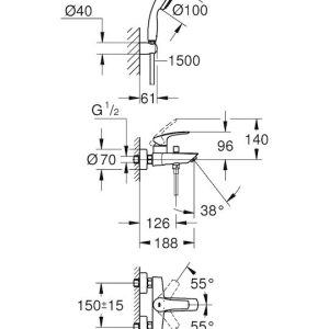 Grohe Eurosmart Μπαταρια Λουτρου Πληρης 33302003 Hover Image