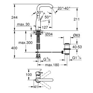 GROHE ESSENSE MΠΑΤΑΡΙΑ ΝΙΠΤΗΡΟΣ Υ.Ρ 32628001 Hover Image