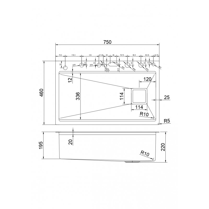 Νεροχυτης Inox Interceramic 7547PVD
