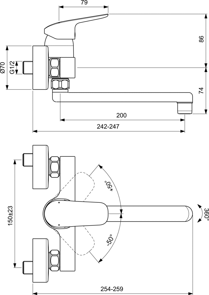 IDEAL STANDARD CERAFLEX B1730AA Mπαταρια κουζινας τοιχου