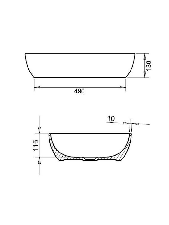 Tema LOF060 Επικαθήμενος Νιπτήρας Πορσελάνης 60x40cm White Glossy