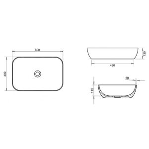 Tema LOF060 Επικαθήμενος Νιπτήρας Πορσελάνης 60x40cm White Glossy Hover Image