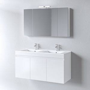 Eπιπλο Μπανιου Κρεμαστο Με Διπλο Νιπτηρα Omega White 120cm