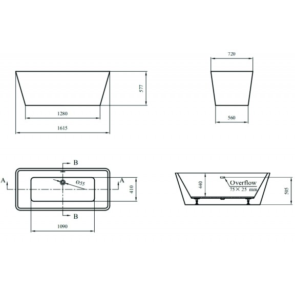 Μπανιερα Ελ.Τοπ/σης ICSH LB 1680W 161,5Χ72Χ57cm