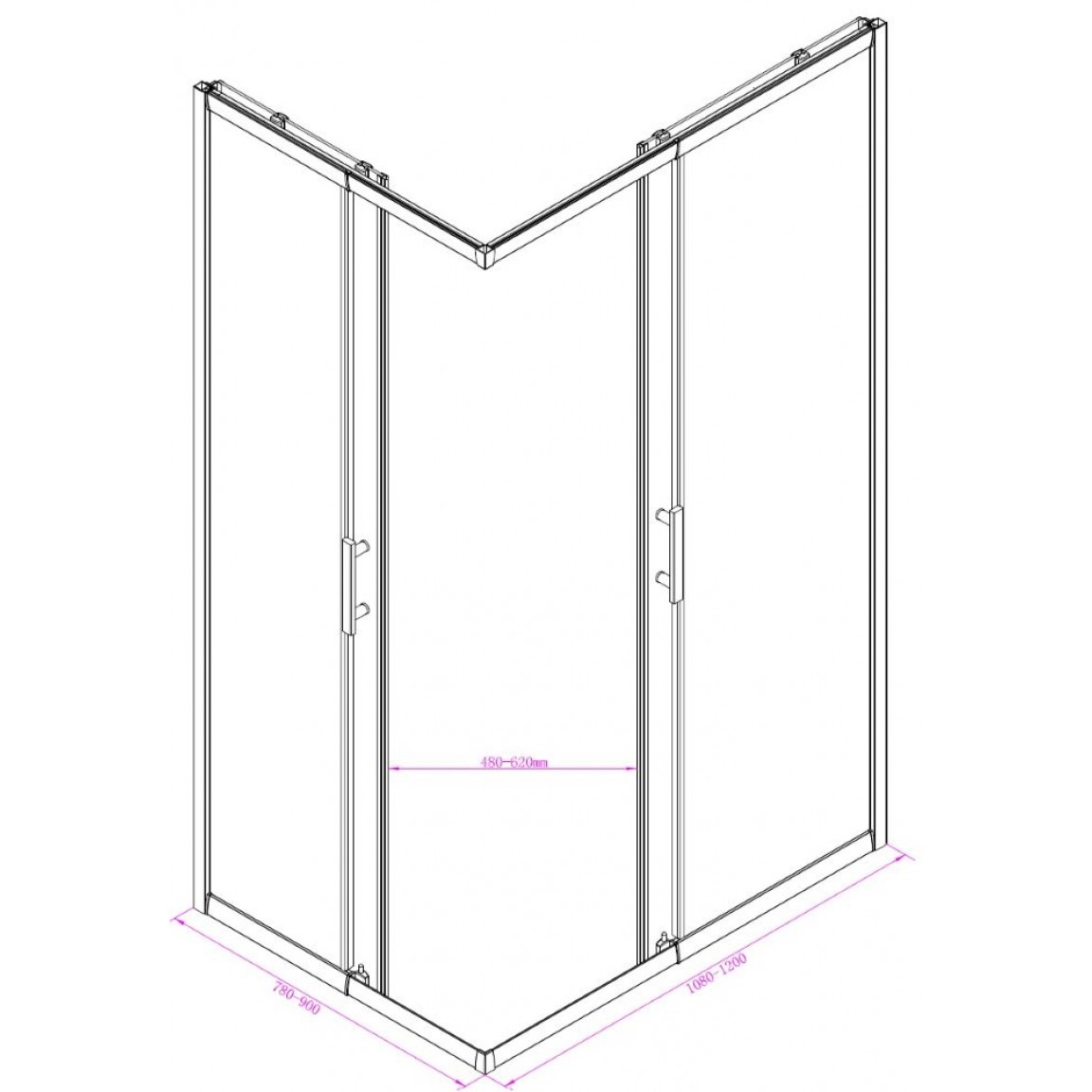 Kαμπινα Ντους ICL 787TR(78-89CM / 108-119CM)