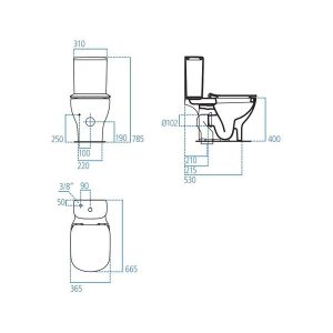 ΛΕΚΑΝΗ IDEAL STANDARD TESI II AQUABLADE T008701 ΠΙΣΩ ΣΙΦΩΝΙ Hover Image