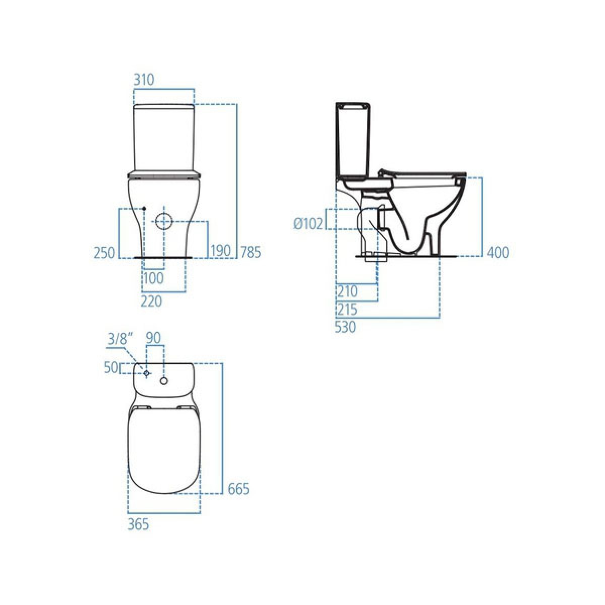 ΛΕΚΑΝΗ IDEAL STANDARD TESI II AQUABLADE T008701 ΠΙΣΩ ΣΙΦΩΝΙ