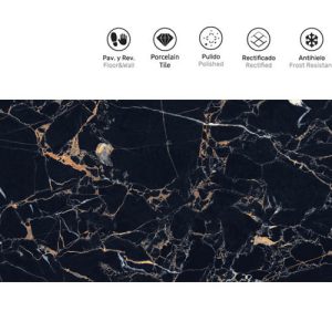Πλακακι Γρανιτης Δαπεδου 60Χ120cm Black Potario Glossy
