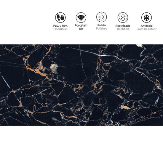 Πλακακι Γρανιτης Δαπεδου 60Χ120cm Black Potario Glossy