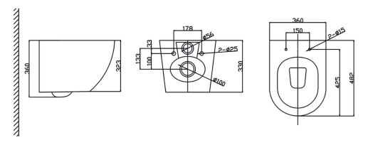 Λεκανη Κρεμαστη Σετ Fit 325 Rimless με καλυμμα soft close