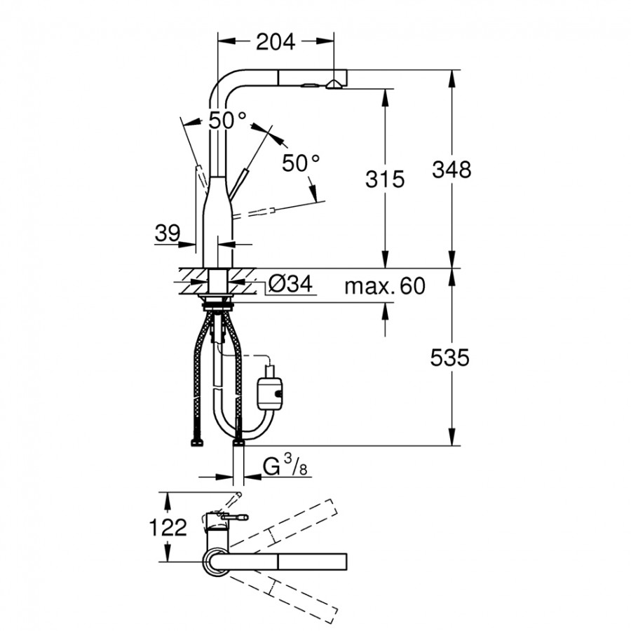 GROHE ESSENCE ΜΠΑΤΑΡΙΑ ΚΟΥΖΙΝΑΣ ΝΤΟΥΣ ΧΡΩΜΕ 30270000