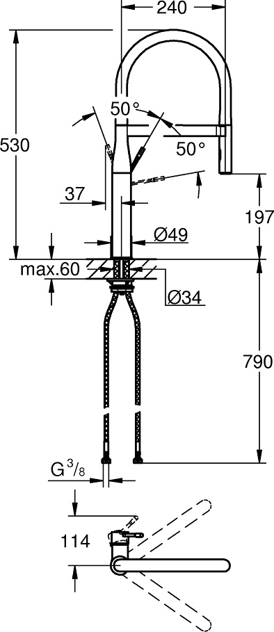 GROHE ESSENCE PROFESSIONAL ΜΠΑΤΑΡΙΑ ΚΟΥΖΙΝΑΣ 30294000