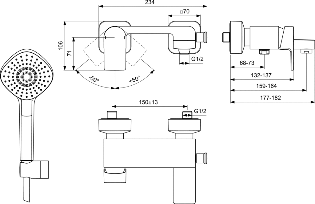 Ideal Standard Edge Μπαταρια Λουτρου Πληρης A7122AA