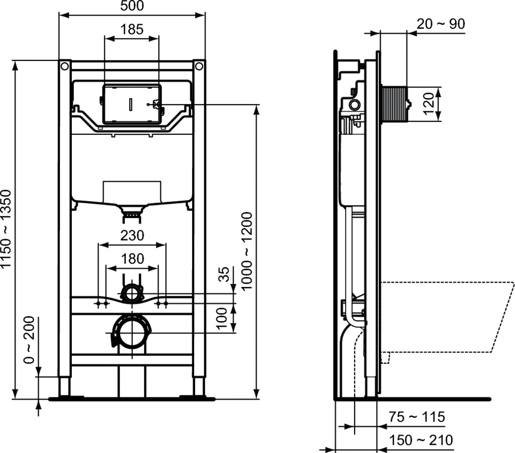 IDEAL STANDARD εντοιχιζόμενο καζανάκι PROSYStm 80