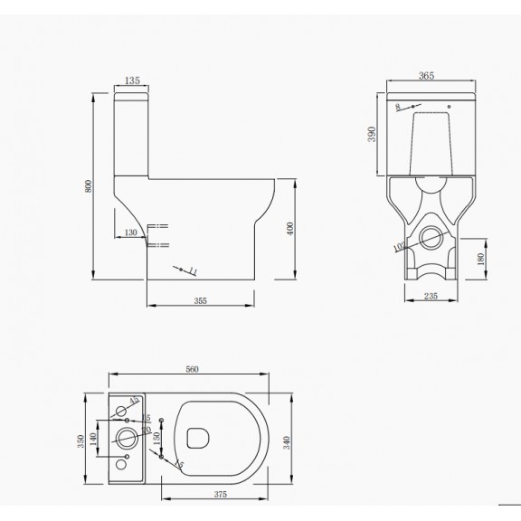 Λεκανη Wc Πληρες Σετ 55cm Pack 6582p Rimless